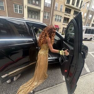 Elegant Gold Evening Gown